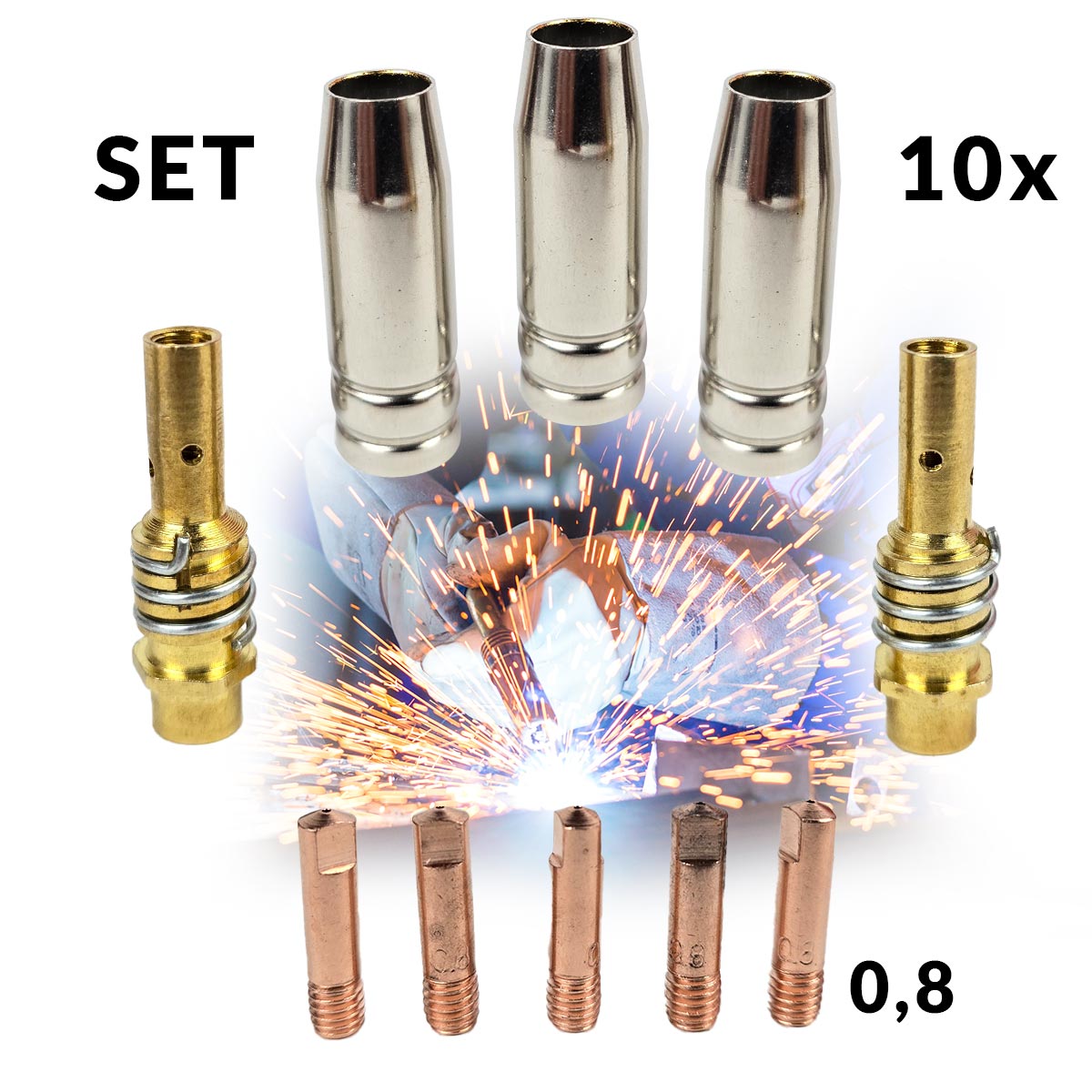 Set rezervnih dizni i šoba za CO2 - 0,8 mm - Mediteran Shop