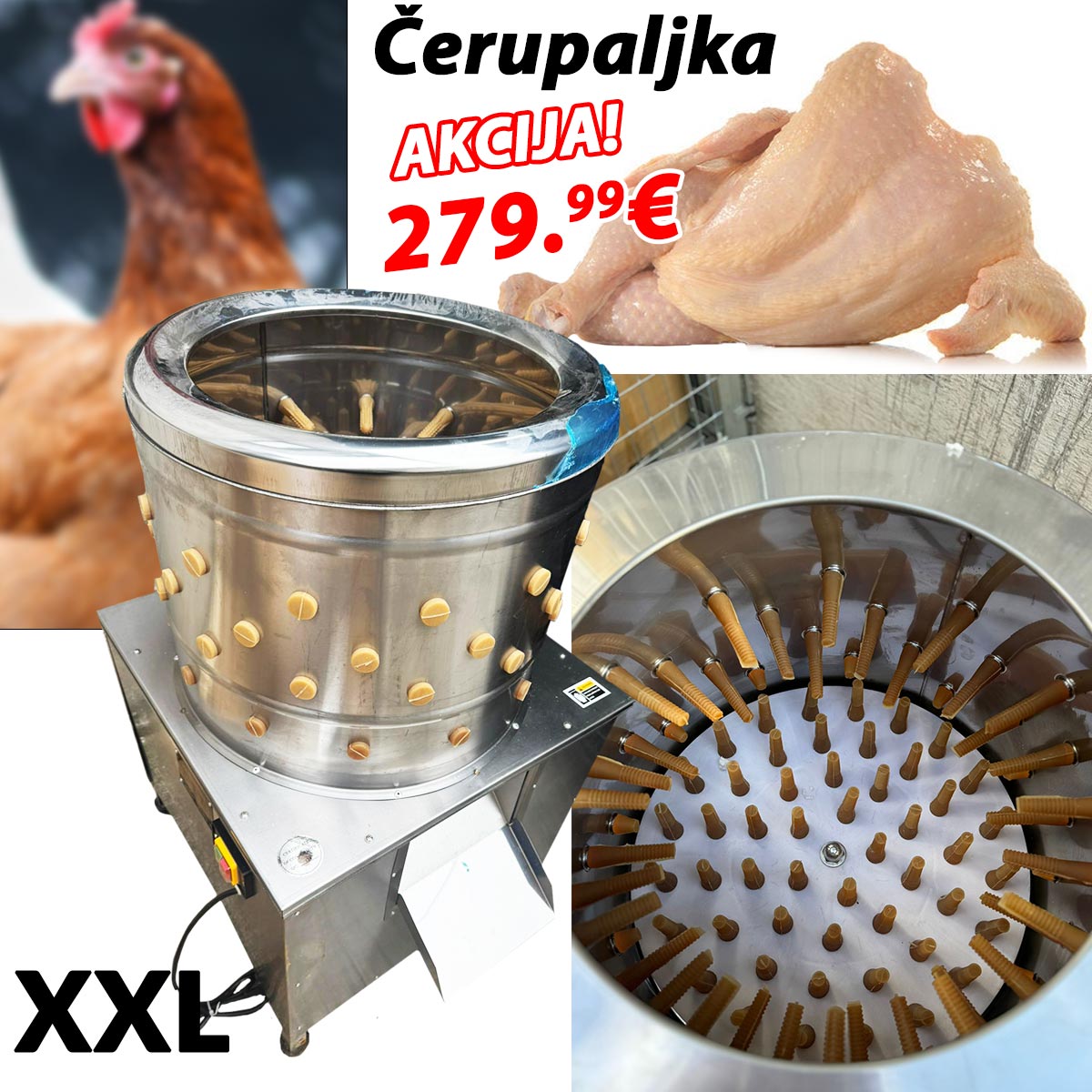 Stroj za čiščenje pilića i peradi- čerupaljka PRO - Mediteran Shop
