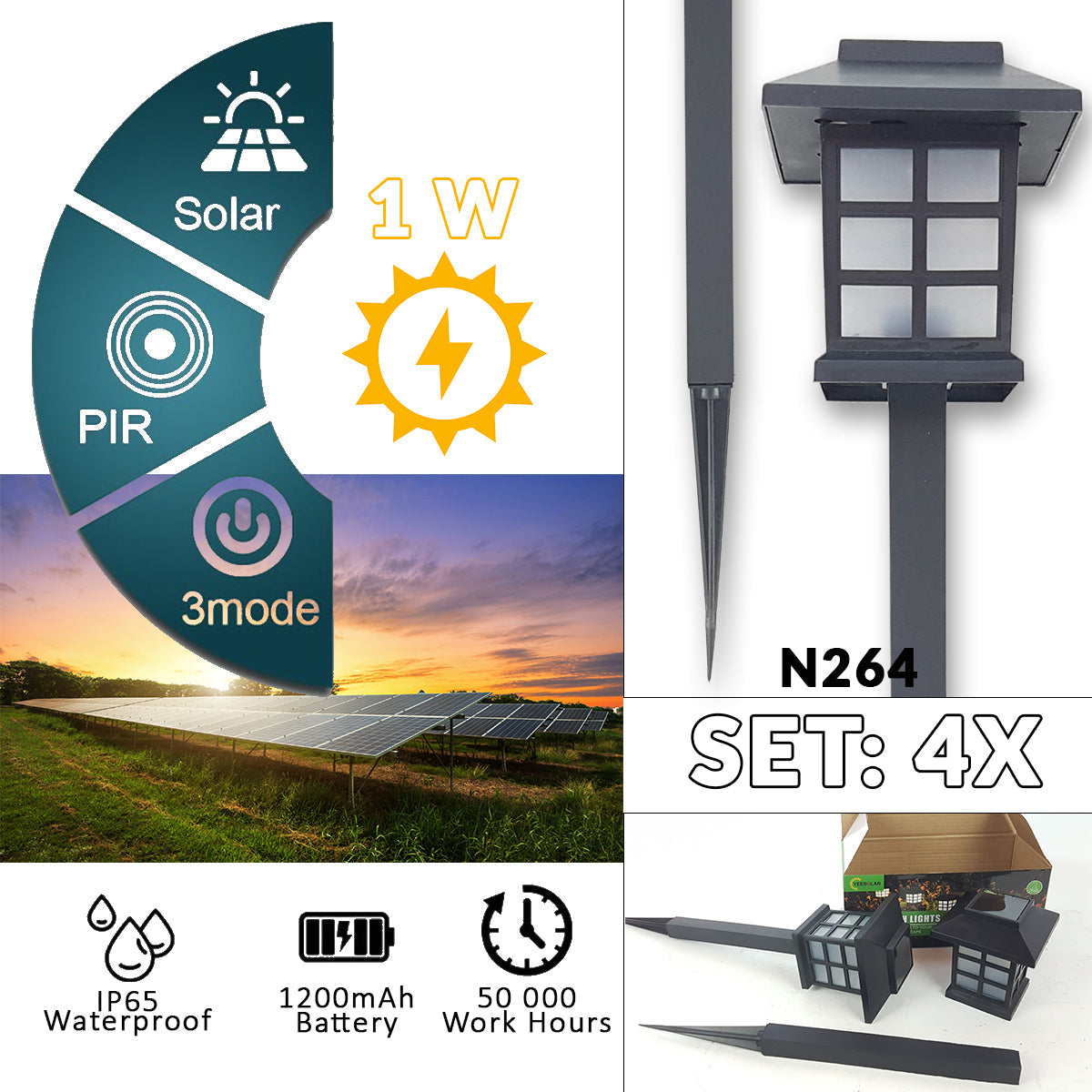 LED Solarne vrtne lampe 4 kom N264 - Mediteran Shop