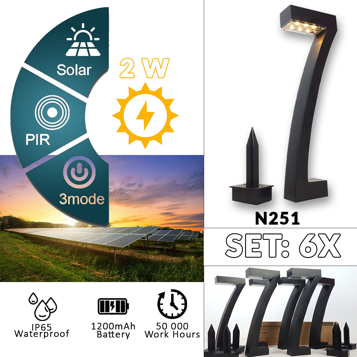 LED Solarne vrtne lampe 6 kom N251 - Mediteran Shop