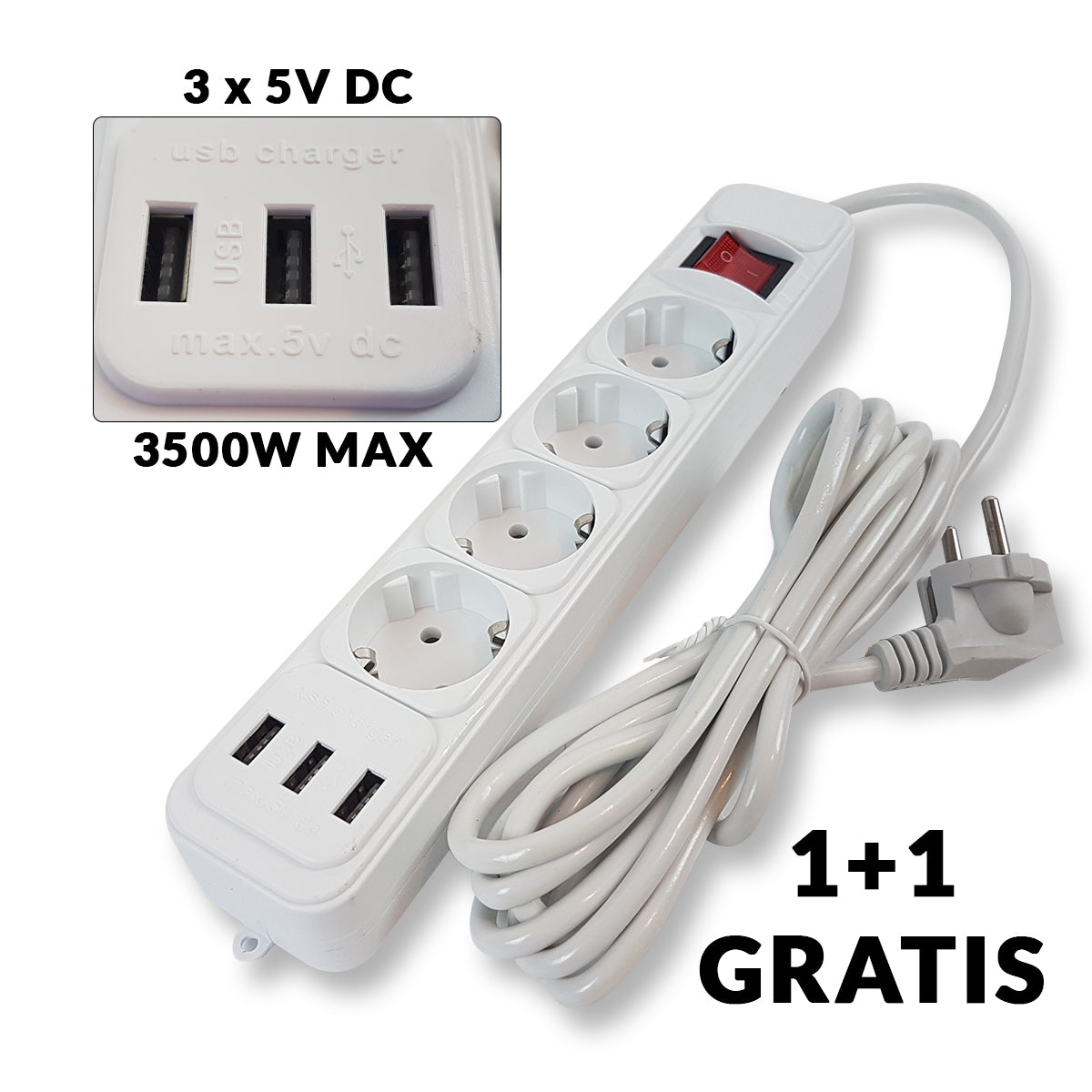 Produžni kabel sa 3x USB izlaza - Mediteran Shop