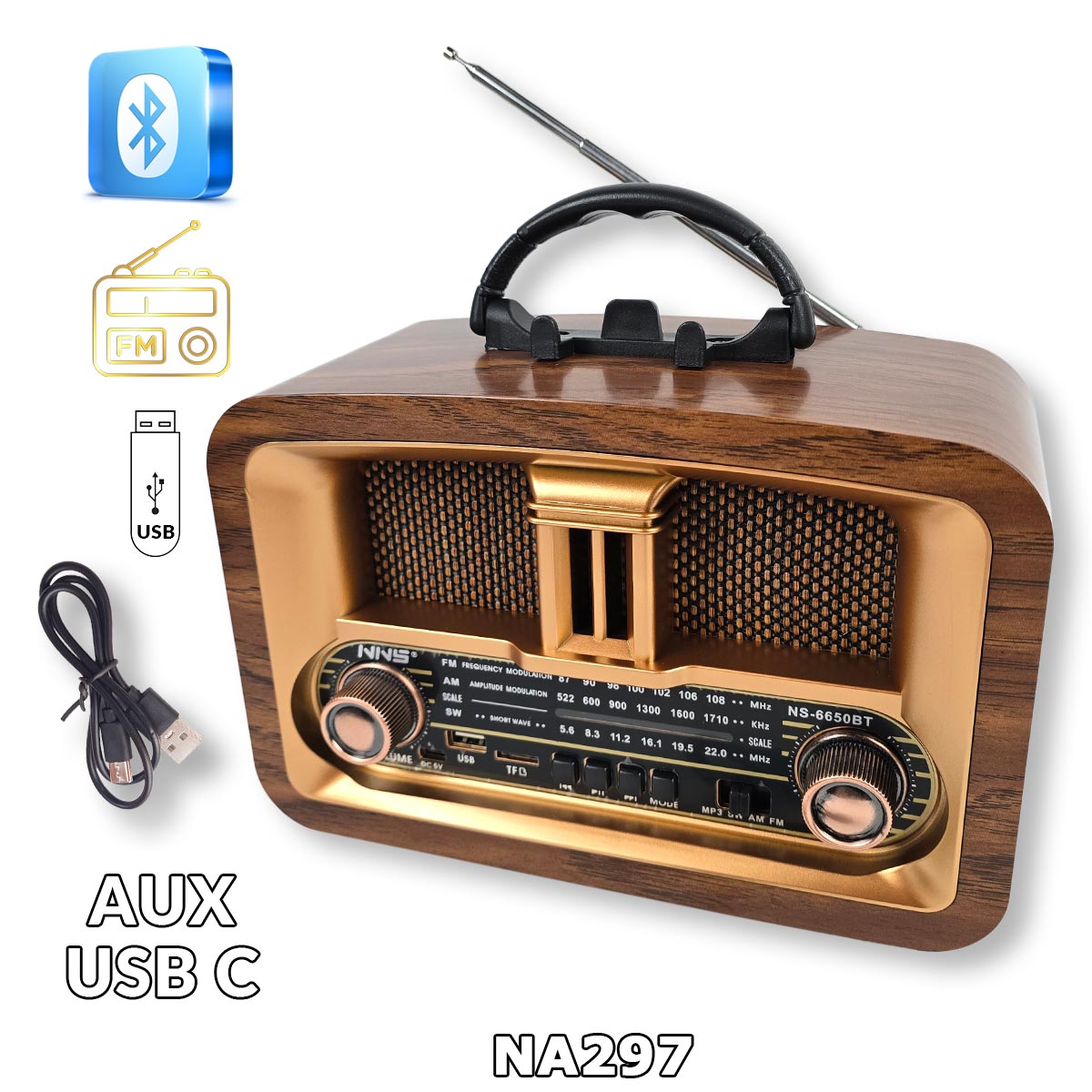 Retro Bluetooth radio NA297 - Mediteran Shop