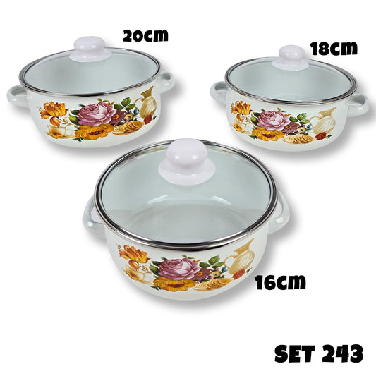 Set emajliranog posuđa - 6 dijelni set Cvijeće 243 - Mediteran Shop